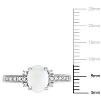 Miabella ženski karat T. G. W. Oval Cab-Cut Opal i dijamantski naglasak 10kt pasijans prsten od bijelog