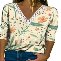 Voguele Dame Tee V izrez majica s dugim rukavima Majica za radne vrhove modni pulover stil i m