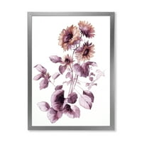 Designart' Purple Wildflowers On White III ' tradicionalni uokvireni umjetnički Print