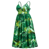 Sanviglor ženska slip haljina bez rukava ljetna plaža sarafan V izrez duge maksi haljine havajski dnevni Lq479-caolv L