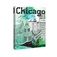 Wynwood Studio Gradovi i Skylines Zidno umjetnosti Platno Ispis 'Chicago Sketch Boja' Sjedinjene Američke