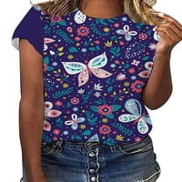 Cindysus Women Comfy majica kratkih rukava Dame casual bluza Butterfly Print Travel Pulover Baggy Tee majica