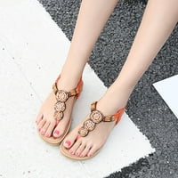 Ženske udobne sandale sa tangama boemske Ležerne japanke za hodanje s podrškom za luk za ljetne cipele na plaži na otvorenom od rhinestona Orange Size7