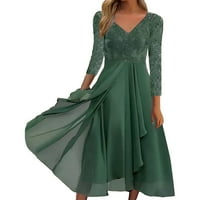 PEDORT WOMENS Ljetne haljine Ženska izrezana midi haljina Smajena elastična struka Tierid Midi haljina zelena, 3xl