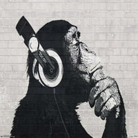 Šimpanza sa slušalicama na zidnom zidnom posteru, 14.725 22.375