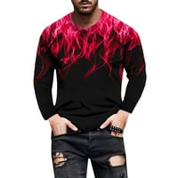 Stamzod modna majica s dugim rukavima za muškarce 3D vatreni otisak o vrhovima vrata HIP hop pamuk majica na majica za majicu MAN odjeća s ulicom crvena xxl