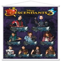 Disney Decondendants - Grid zidni poster sa drvenim magnetskim okvirom, 22.375 34