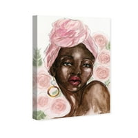 Wynwood Studio Fashion and Glam Wall Art Canvas Prints 'Garden Party' portreti-Pink, Brown