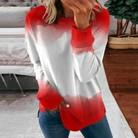 KaLI_store duksevi za žene Žene Dugi rukav Scoop vrat osnovna čvrsta tanka majica majica Gornja Crvena, L
