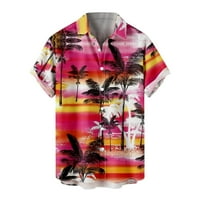 Kukoosong muške košulje s kratkim rukavima Casual stilski ljetni muškarci ležerni dugmad za štampanje bez pozicioniranja plaža odbijena košulja s kratkim rukavima bluza Pink M