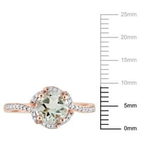 Miabella Women's 1- Carat T.G.W. Zeleni kvarc i karat T.W. Diamond 14kt Rose Gold Floral Halo Angažman prsten