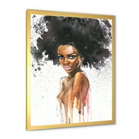 Designart 'portret Afro Amerikanke VII' moderni uokvireni umjetnički Print