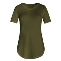 B91XZ posteljine za žene vrhunska majica za žene pamučne kratke rukave, pune boje na otvorenom labavi uzročni majica Ljetni vrhovi plus veličine, veličina L