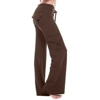 HVYesh ženske joge hlače Flare Workout out gamaše Stretch tipka za struk Pocket Yoga teretane Loose hlače
