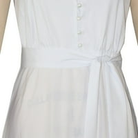 SNGXGN Žene casual crewneck mrežaste mreže zvona bez rukava sa labavom tuničkom haljinom za rušenje bijela 3x-velika
