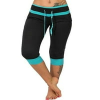 Kapreze Ženske gamaše vukene joge hlače Tummy Control Raise Otvori hlače lagane masne pantalone za elastičnu struk dno crne xl