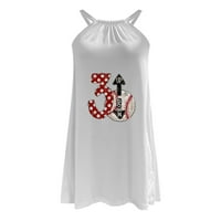 Sendresses za žene Midi plaže haljine za ženske ležerne klizni rezervoar bez rukava za bejzbol ispisani