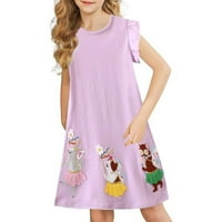 Rovga Toddler Djevojka haljina Odeća Nova kratka rukava pamučna haljina Ležerne prilike ljetna dječja