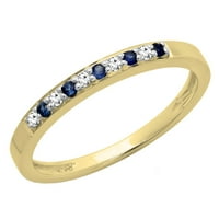 DazzlingRock kolekcija 10k Blue Sapphire & White Diamond ženski godišnjica vjenčani prsten za slaganje, žuto zlato, veličine 8.5