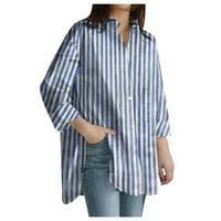 Eashery Women Bluzes Casual Boho cvjetni print V izrez dugih rukava labave bluze Košulje vrhovi pune boje