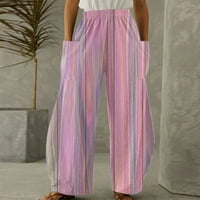 Ženske Elastrične pantalone sa širokim nogama u struku Plus veličine jednobojne pantalone dužine gležnja