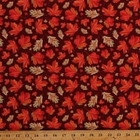 Pamuk Sezonski jesen lišće bundeve zahvalnosti višebojni pamučne tkanine Print by Yard, bordo