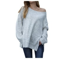 Zimski štedni džemperi za žene čišćenje ženski džemper bočni prorez Ripped pulover džemperi Crop Top Knit