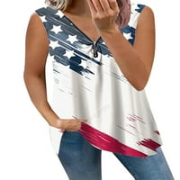 Paille Women Summer Top Independence Day Tank Tops majice bez rukava grafički dnevni pulover stil-B 3XL
