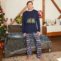 Absuyy family Matching pidžama Setovi - muške modne pantalone sa printom odgovaraju božićnoj plavoj veličini