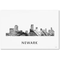 Zaštitni znak Likovna umjetnost 'Newark Newark New Jersey Skyline WB-BW' Platno umjetnost Marlene Watson