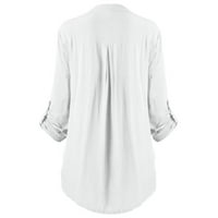 Dyegold duga rukava bluza za žene trendi, ženski plus size Tops elegantni Henley V izrez cvjetna čipkasta