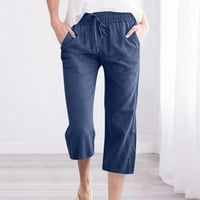 Velika štednja za nju, AXXD čvrste elastične pantalone ravne široke noge sa džepnim teretnim pantalonama za ženu Clearance Blue 12
