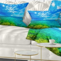 Designart slikovita zelena plava obala mora - Moderan jastuk za bacanje morskog pejzaža - 12x20