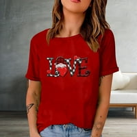 Ženski Valentinovo T majice Gnome Love Heart Grafički tees plus veličina labavi fit Ležerne kratkim rukavima na vratu