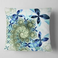 Designart plavo-zeleni fraktalni cvjetovi - cvjetni jastuk-18x18