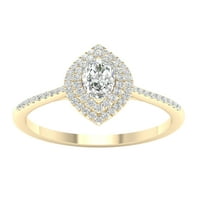 Imperial Ct TDW Marquise dijamantski dvostruki oreol zaručnički prsten od 10k žutog zlata