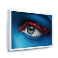 PROIZVODNJA 'Žena oko plave boje na licu i crvenoj kugli' Moderni uokvireni platno zidno umjetnički otisak