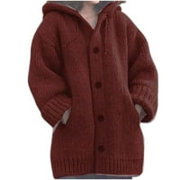 Ženski dugi rukav mekani džemperi pleteni džemperi otvara prednje kardigane gumb prema dolje od kaputa s džepovima