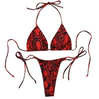 yuehao ženski kupaći kostimi ženski print zmijske kože na vezice visoko krojeni bikini set za noge dva
