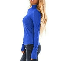 Ženske modne bluze Košulje jesen zima čvrsta boja turtleneck tanki dugi rukav plus veličina ženskih vrhova plava 3x