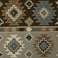 DecMode braon, bijela i plava vuna ručno zakačena boemska dekorativna površina prostirka 5'W 8'L