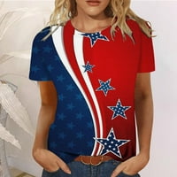 Jsaierl ženske majice od 4. jula Patriotske američke zastave Print uzorak Tees Casual Loose Fit okrugli