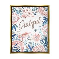 Stupell zahvalni ružičasti cvjetni cvjetovi botanički i cvjetni slikarski zlatni plivanje Framed Art Print