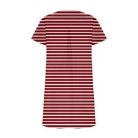 Žene Casual ljetne prugaste haljine okrugli vrat kratki rukav T-Shirt Mini kratka haljina sa džepovima