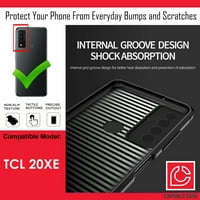 Capsule Case Kompatibilan sa TCL 20XE [četkani tekstura Potporni Hybrid Hybrid Dvostruki sloj kućišta Crni poklopac telefona] za TCL XE