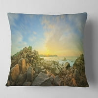 Designart lijepa romantična plaža Sunrise - pejzažni štampani jastuk - 18x18