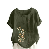 Ležerne košulje za žene ljeto žene ljeto Oversize Casual okrugli vrat kratki rukav cvijet štampanje labave