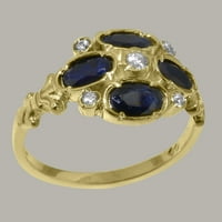 Britanske proizvodnje 10k žutog zlata prirodni dijamant i safir žene obećavaju Opcije veličine prstena-Veličina