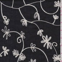 Crno bijeli vezeni cvjetni pamuk, tkanina pored dvorišta