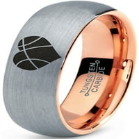 Volframov prsten za košarkašku loptu u obliku srca za muškarce žene Comfort Fit 18k kupola od ružičastog